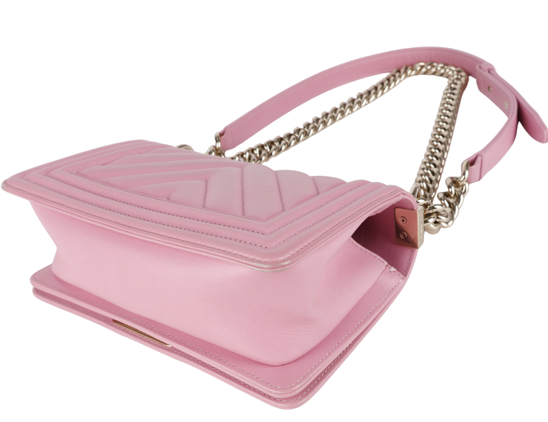 CHANEL LE BOY SMALL (U4TPxxxx) PINK CALFSKIN GOLD HARDWARE WITH DUST COVER AND BOX