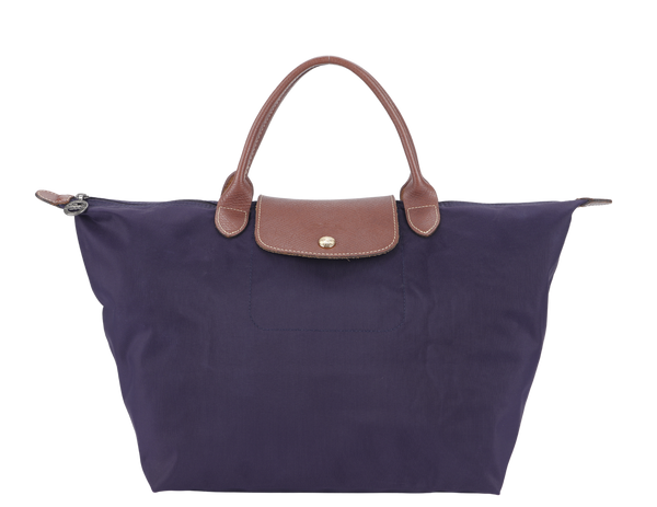 LONGCHAMP LE PLIAGE PURPLE NYLON TOTE GOLD HARDWARE