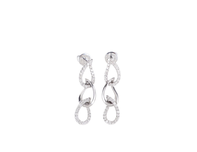 18K WG RAINDROP EARRINGS WITH DIAMOND 4.3G WITH BOX