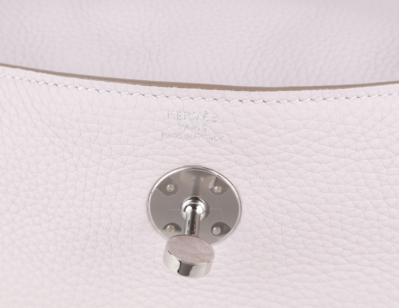 HERMES LINDY 26 [STAMP W (YEAR 2024)] MAUVE PALE CLEMENCE LEATHER SILVER HARDWARE WITH DUST COVER