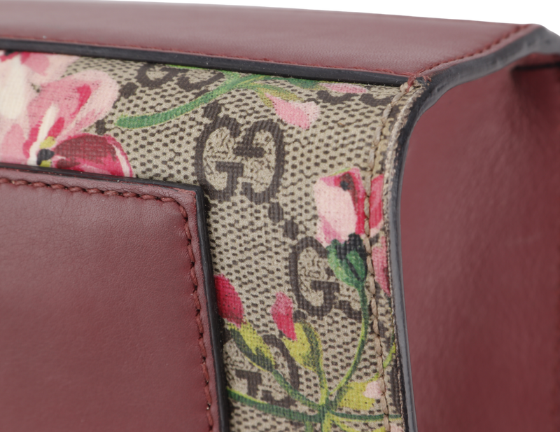 GUCCI 409487 001998 GG SUPREME MONOGRAM BLOOMS MEDIUM PADLOCK BEIGE MULTICOLOR CANVAS SHOULDER BAG, SILVER HARDWARE, WITH DUST COVER & BOX