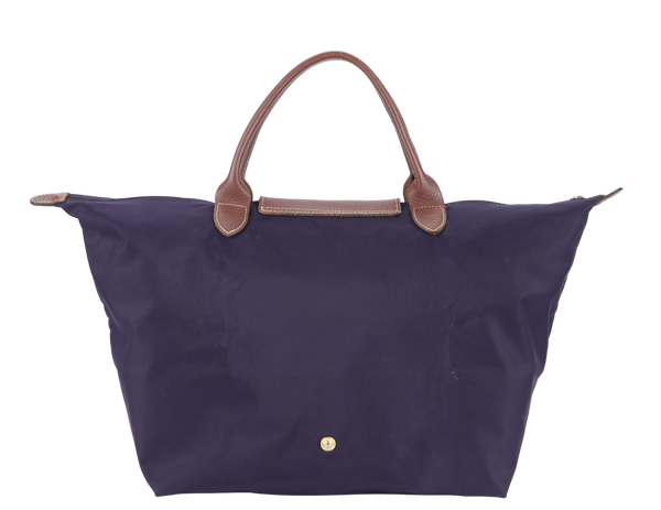 LONGCHAMP LE PLIAGE PURPLE NYLON TOTE GOLD HARDWARE