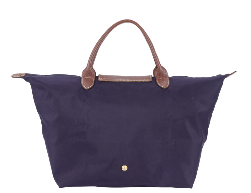 LONGCHAMP LE PLIAGE PURPLE NYLON TOTE GOLD HARDWARE