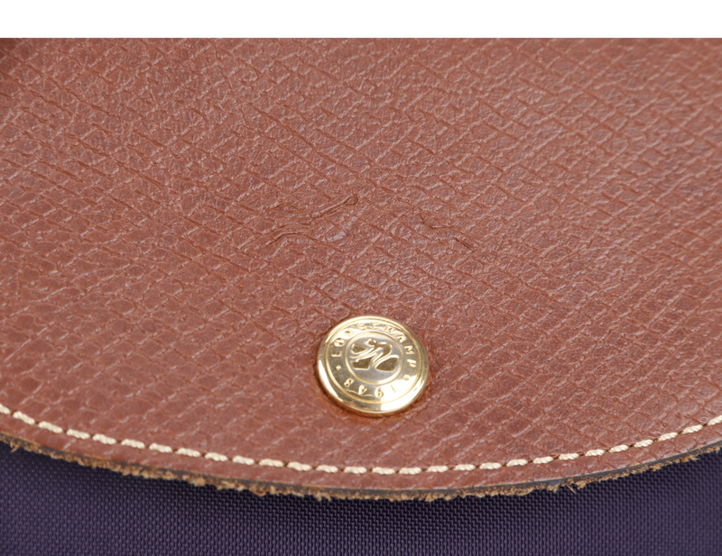 LONGCHAMP LE PLIAGE PURPLE NYLON TOTE GOLD HARDWARE