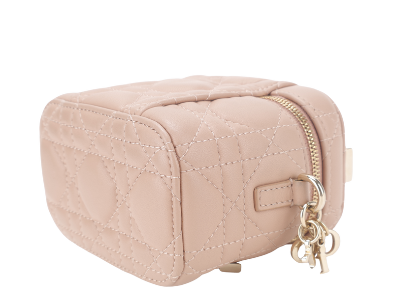 CHRISTIAN DIOR VANITY CASE MICRO SOFT PINK GOLD HARDWARE WITH DUST COVER