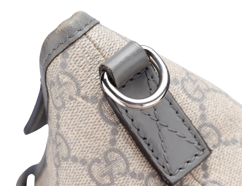 Gucci Light Grey Trim Canvas Shoulder Tote (353437 525040) with Strap & Dust Cover