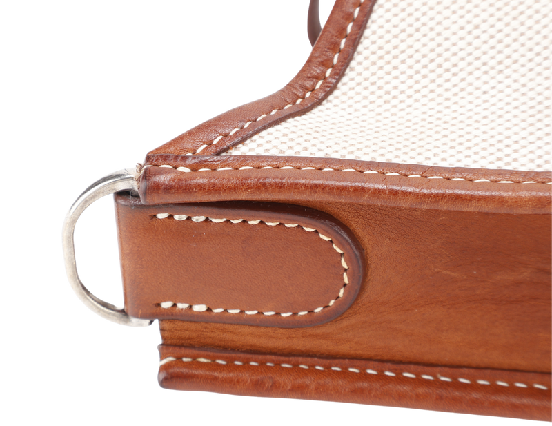 HERMES EVELYN PM STAMP SQUARE K (YEAR 2007) TOILE x BARENIA LEATHER WITH STRAP AND DUST COVER