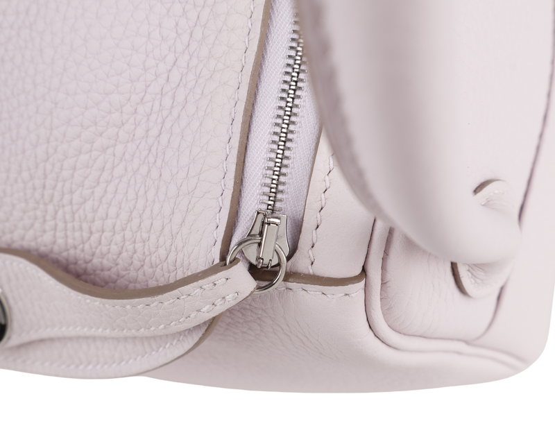 HERMES LINDY 26 [STAMP W (YEAR 2024)] MAUVE PALE CLEMENCE LEATHER SILVER HARDWARE WITH DUST COVER