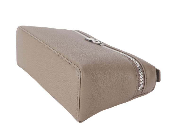 LORO PIANA EXTRA POCKET L19 ETOUPE COLOR GRAINED CALFSKIN WITH STRAP SILVER HARDWARE WITH DUST COVER AND BOX