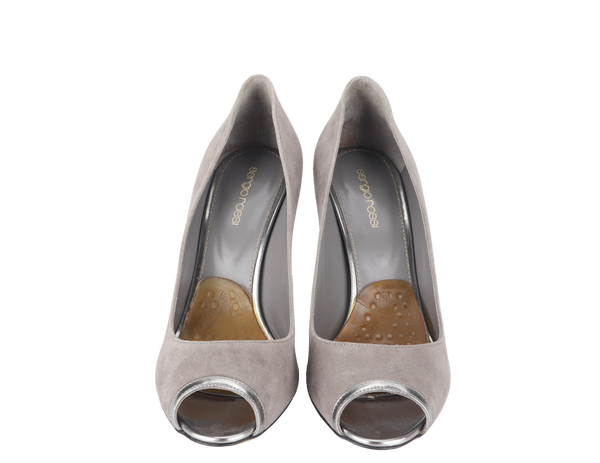 SERGIO ROSSI GREY SUEDE LEATHER PUMPS SIZE 38½