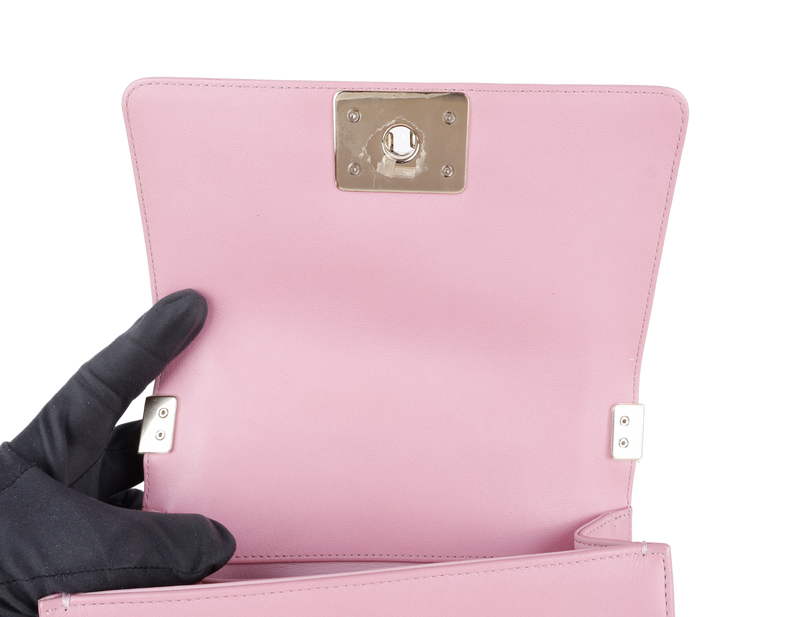CHANEL LE BOY SMALL (U4TPxxxx) PINK CALFSKIN GOLD HARDWARE WITH DUST COVER AND BOX