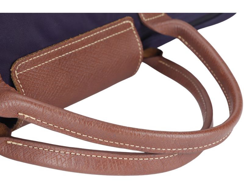 LONGCHAMP LE PLIAGE PURPLE NYLON TOTE GOLD HARDWARE
