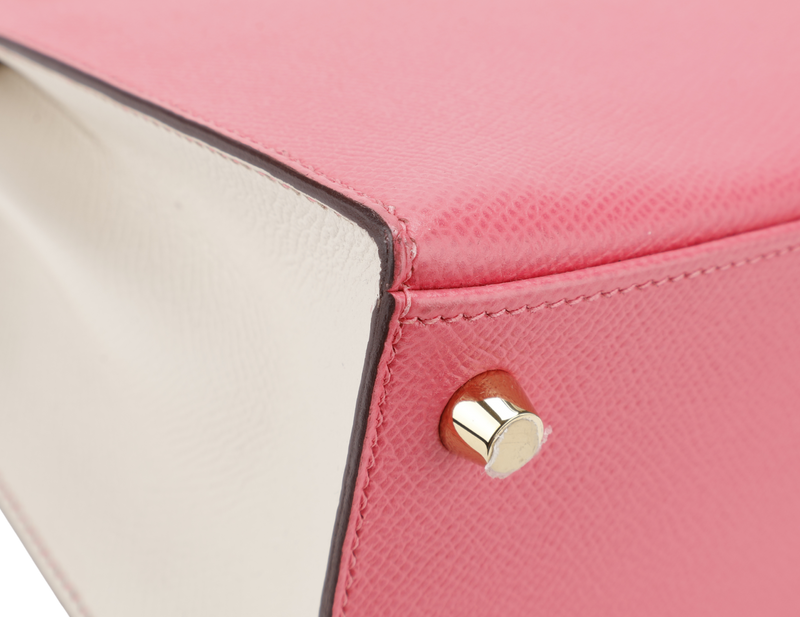 HERMES KELLY 25 HSS STAMP C (YEAR 2018) ROSE AZALEE & CRAIE EPSOM LEATHER LIGHT GOLD HARDWARE WITH STRAP, KEYS, LOCK AND DUST COVER