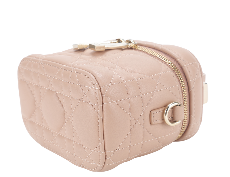 CHRISTIAN DIOR VANITY CASE MICRO SOFT PINK GOLD HARDWARE WITH DUST COVER