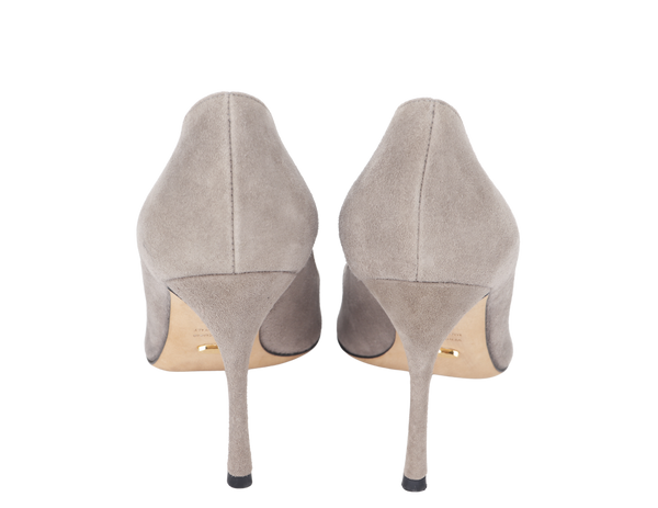 SERGIO ROSSI GREY SUEDE LEATHER PUMPS SIZE 38½