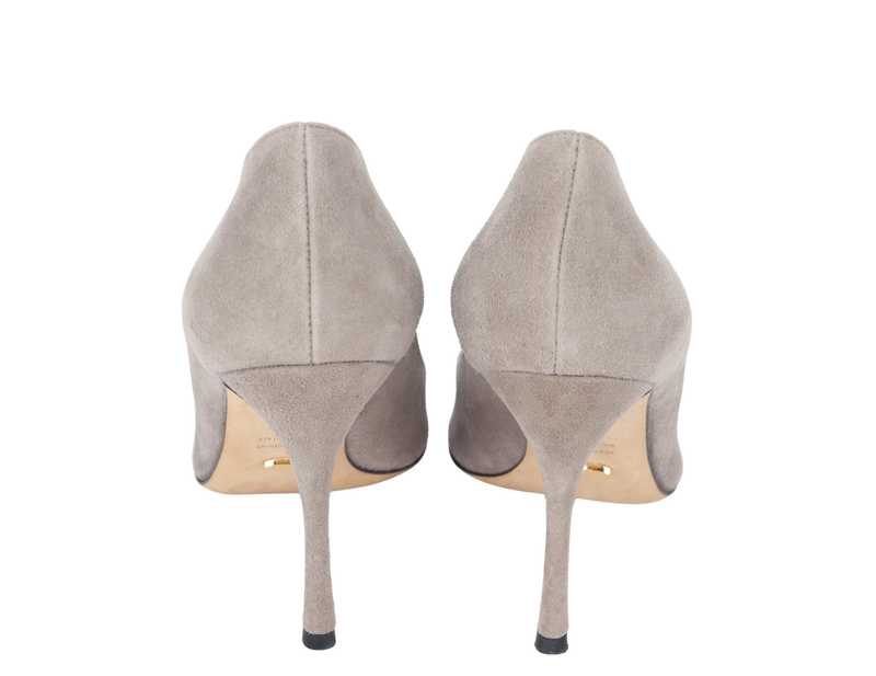 SERGIO ROSSI GREY SUEDE LEATHER PUMPS SIZE 38½