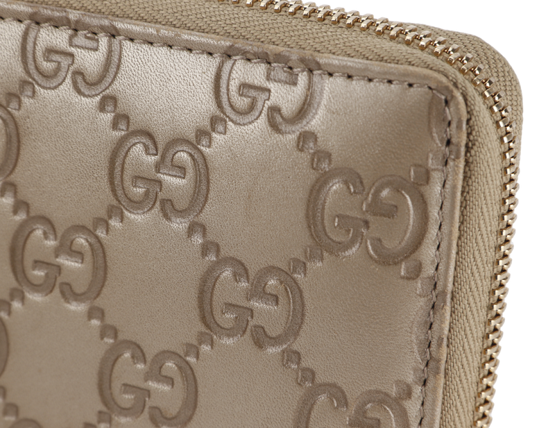 GUCCI 282247 534633 GUCCISSIMA METALLIC LEATHER LONG ZIP WALLET GOLD HARDWARE, NO DUST COVER & BOX