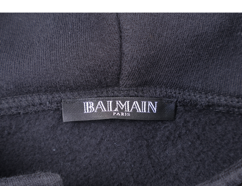 BALMAIN PARIS HOODIE BLACK SIZE L
