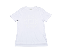 FENDI EMBROIDERY LOGO T-SHIRT WHITE SHORT SLEEVE SIZE M