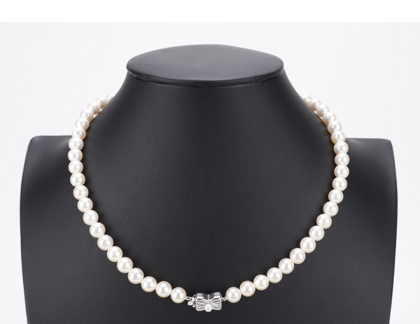 TASAKI PEARL NECKLACE 31.3G 7.0-7.5MM SV SETTINGS 40CM WITH BOX