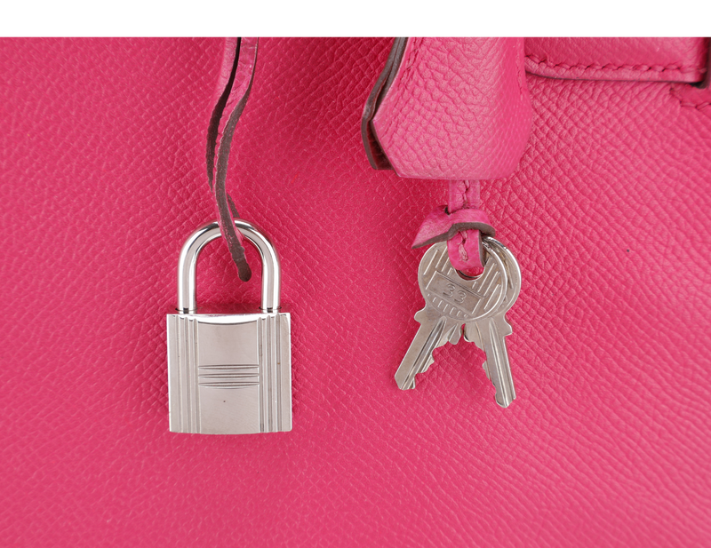 HERMES KELLY 35 VERSO ROSE TYRIEN x ROUGE H INTERIOR EPSOM LEATHER SILVER HARDWARE STAMP N (YEAR 2010) WITH STRAPS, KEY&LOCK, RAINCOAT, ORGANISER AND BOX (NO DUST COVER)