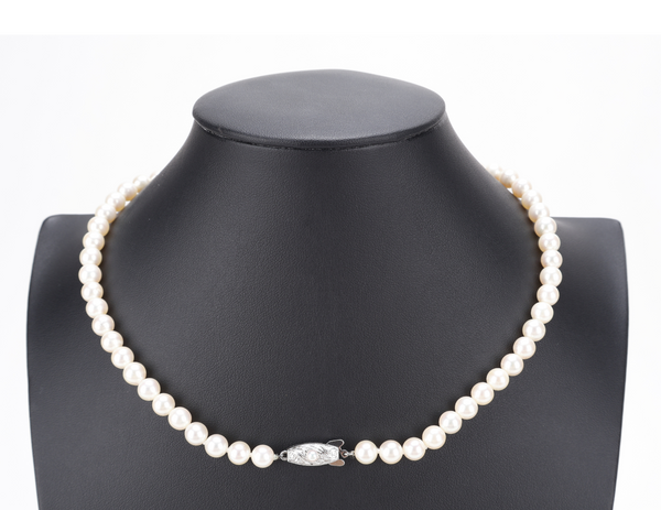 TASAKI PEARL NECKLACE 28.1G 6.5-7.0MM SV SETTINGS 40CM WITH BOX