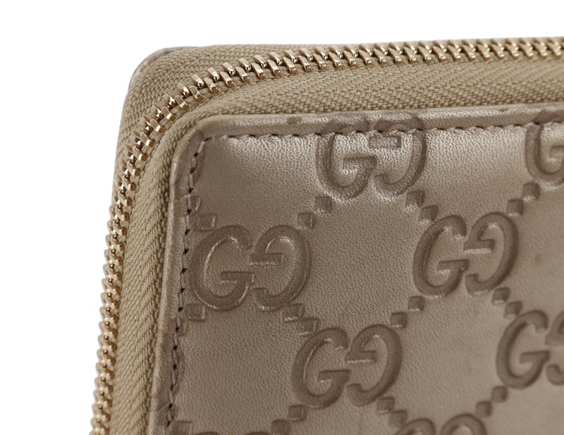GUCCI 282247 534633 GUCCISSIMA METALLIC LEATHER LONG ZIP WALLET GOLD HARDWARE, NO DUST COVER & BOX