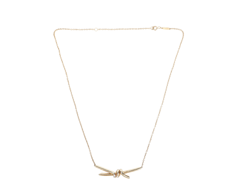 TIFFANY & CO KNOT PENDANT 18K WITH DIAMOND WITH BOX