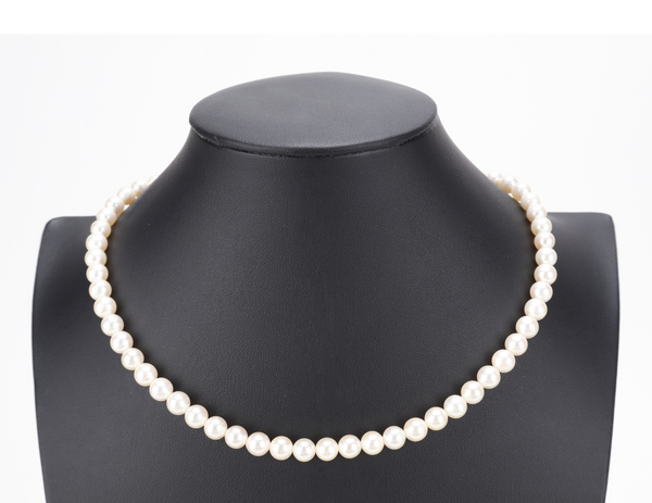 TASAKI PEARL NECKLACE 28.1G 6.5-7.0MM SV SETTINGS 40CM WITH BOX
