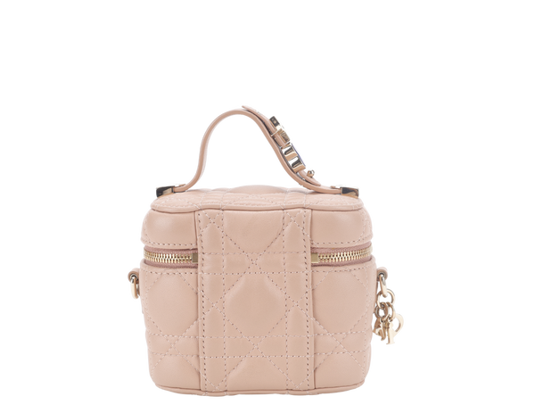 CHRISTIAN DIOR VANITY CASE MICRO SOFT PINK GOLD HARDWARE WITH DUST COVER