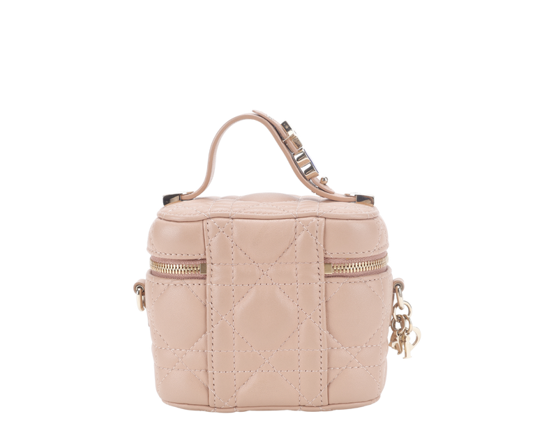 CHRISTIAN DIOR VANITY CASE MICRO SOFT PINK GOLD HARDWARE WITH DUST COVER