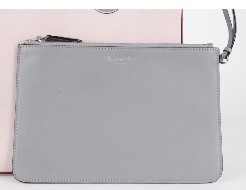 CHRISTIAN DIOR DIORISSIMO (09-MA-0134) CALFSKIN LEATHER PINK GREY WITH STRAPS, CARD, DUST COVER AND BOX