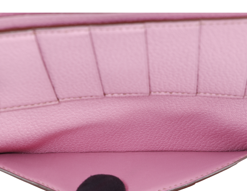 Hermes Bearn Wallet (Stamp M) Triple Fold Rose Sakura Chevre Leather, with Box