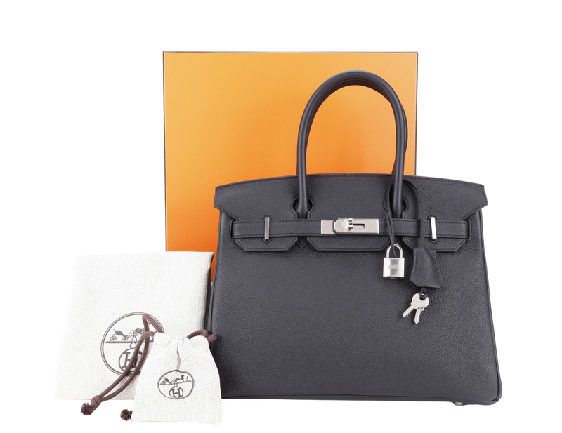 HERMES BIRKIN 30 TOGO BLACK STAMP K (YEAR 2025) SILVER HARDWARE WITH KEYS & LOCK, DUST COVER, BOX AND PAPER BAG