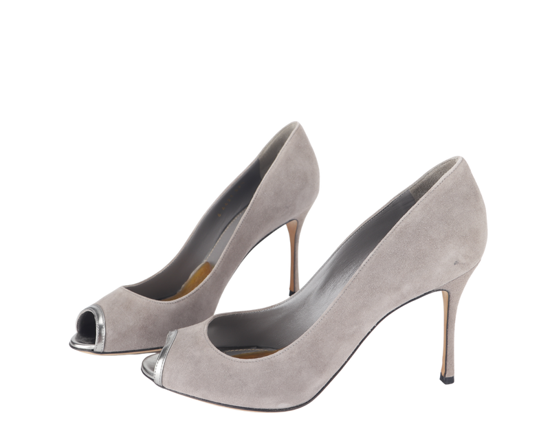 SERGIO ROSSI GREY SUEDE LEATHER PUMPS SIZE 38½