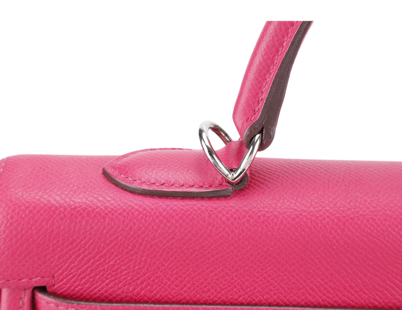 HERMES KELLY 35 VERSO ROSE TYRIEN x ROUGE H INTERIOR EPSOM LEATHER SILVER HARDWARE STAMP N (YEAR 2010) WITH STRAPS, KEY&LOCK, RAINCOAT, ORGANISER AND BOX (NO DUST COVER)