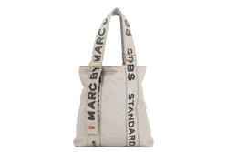 MARC BY MARC JACOBS REED KHAKI COLOR CANVAS LOGO PRINTED TOTE BAG, NO DUST COVER