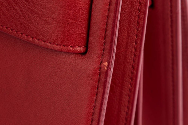 Yves Saint Laurent Sae De Jour Large Tote Bag in Red Leather, with Keys, Lock & Dust Cover