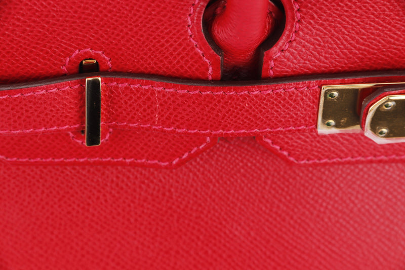 Hermes Birkin 30, Stamp Q, Rouge Casaque Color, Epsom Leather, Gold Hardware, with Dust Cover