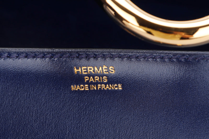 Hermes Kelly Pochette Blue France Gold Hardware Clutch Cut Bag U