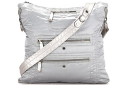 TOD'S SLING BAG SILVER NYLON, WITH DUST COVER