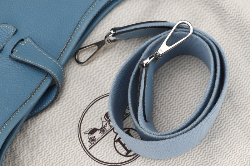 Hermès Evelyne III GM in Blue Jean Clemence Leather and Felt
