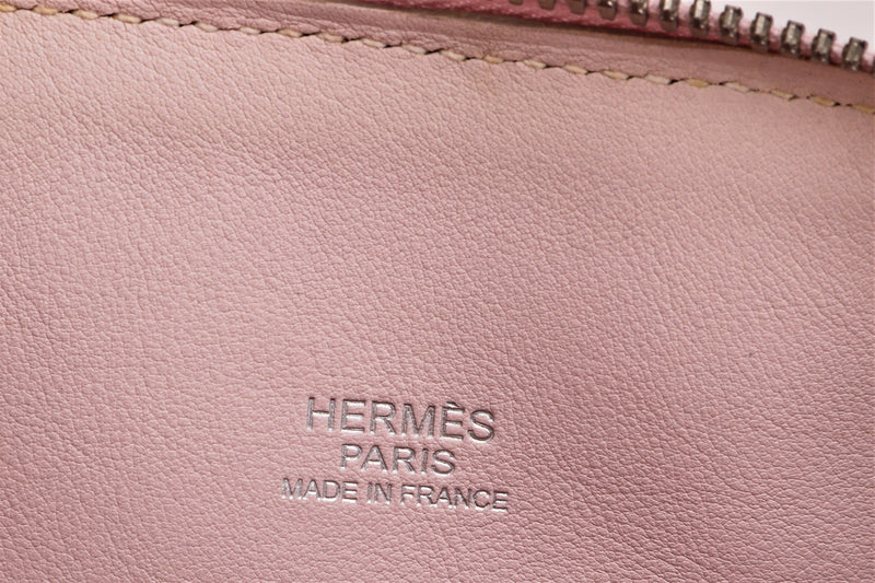 HERMES BOLIDE 1923 (STAMP K (2007)) ROSE DRAGEE, SWIFT LEATHER SILVER HARDWARE, WITH KEYS & DUST COVER, NO LOCK