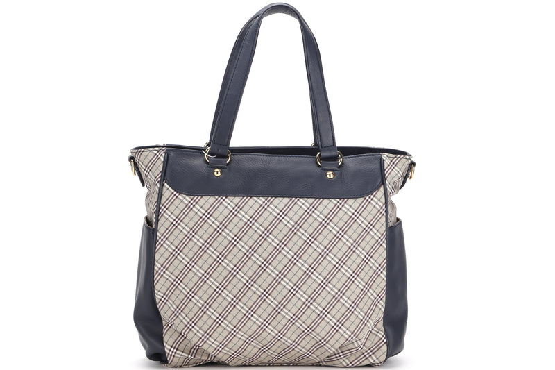 BURBERRY BLUE LABEL BLUE CHECK TOTE BAG (E2181-101-28), WITH STRAP & DUST COVER