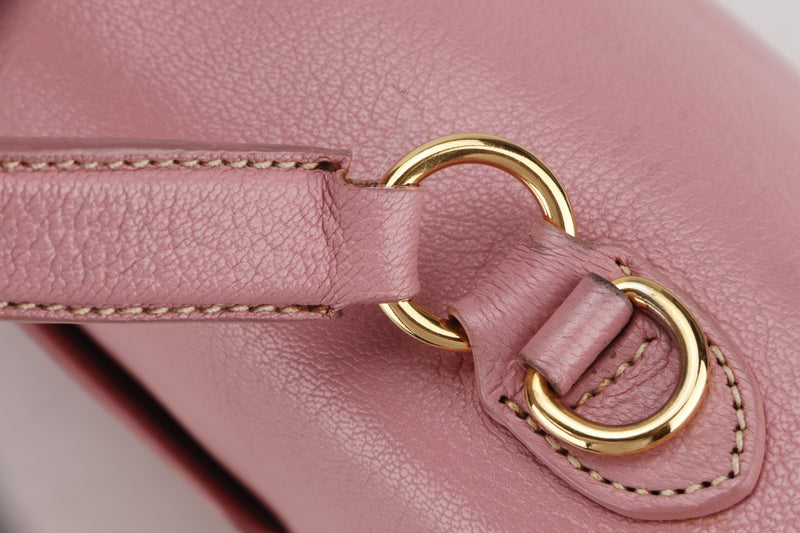 MIU MIU PINK MADRAS LEATHER PUSH LOCK FLAP TOP HANDLE, WITH STRAP & DUST COVER