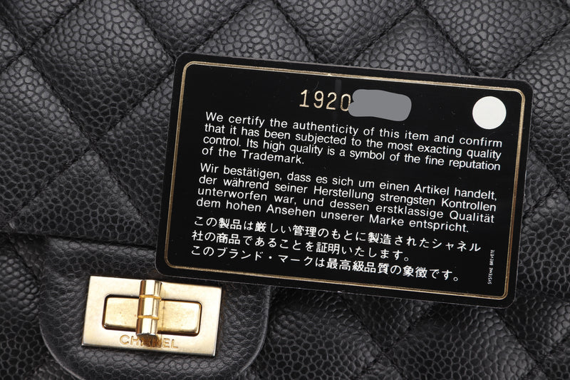 CHANEL REISSUE (1920xxxx) W27.5CM MEDIUM BLACK CAVIAR GOLD HARDWARE, WITH CARD, DUST COVER & BOX