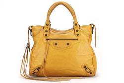 BALENCIAGA CLASSIC CITY (235216.7060) MUSTARD YELLOW, BLACK COATED HARDWARE, CALF LEATHER, WITH DUST COVER, NO CARD & BOX