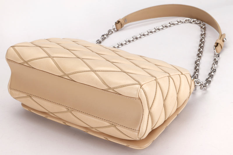 LOUIS VUITTON LAMBSKIN GO-14 MALLETAGE (TR2195) MM BEIGE COLOR SILVER HARDWARE, WITH MIRROR & DUST COVER