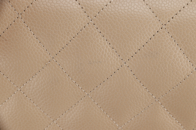 CHANEL CLASSIC FLAP (1477xxxx) JUMBO BEIGE CAVIAR LEATHER GOLD HARDWARE, NO CARD & DUST COVER