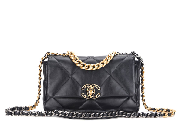 Chanel 19 Handbag Black Lambskin in Lambskin with  Gold/Silver/Ruthenium-tone - US